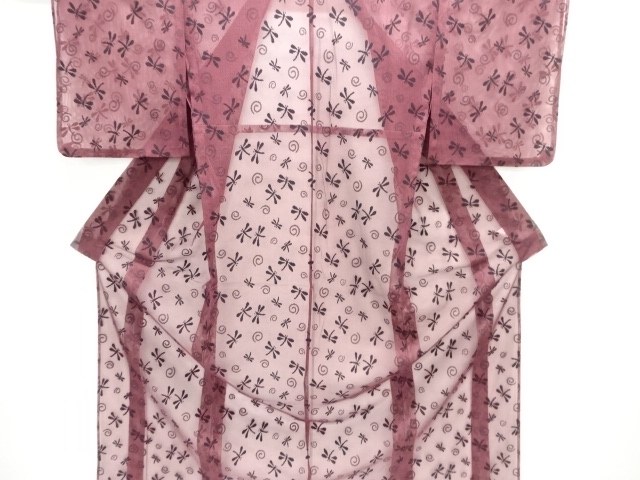 紗トンボ模様織り出し着物